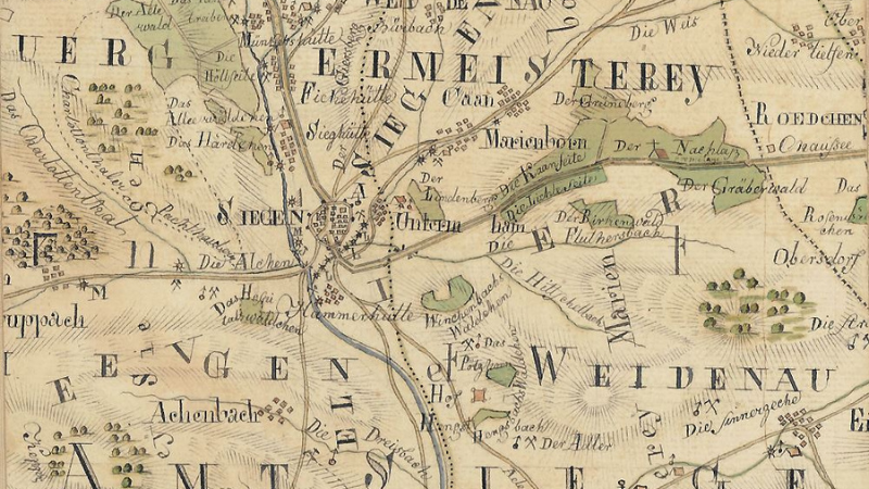 Topographische Karte über den Siegenschen Kreis (StAS, Best. 752, P 2361), Bestand: Stadtarchiv Siegen